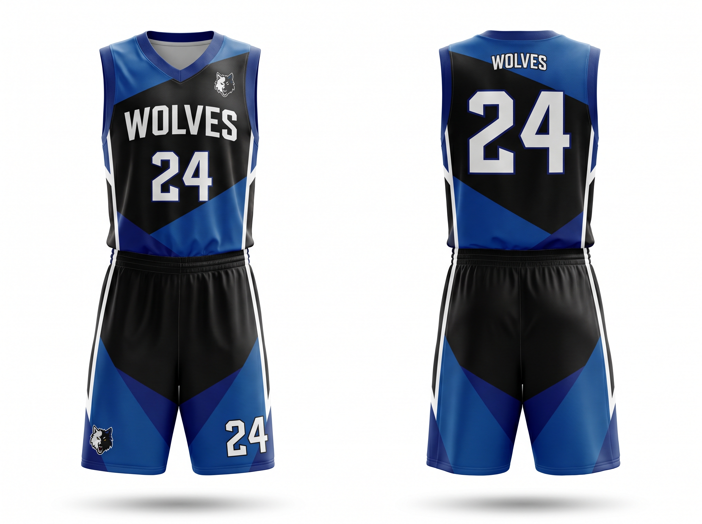 AI generated WOLVES basketball uniform — front and back